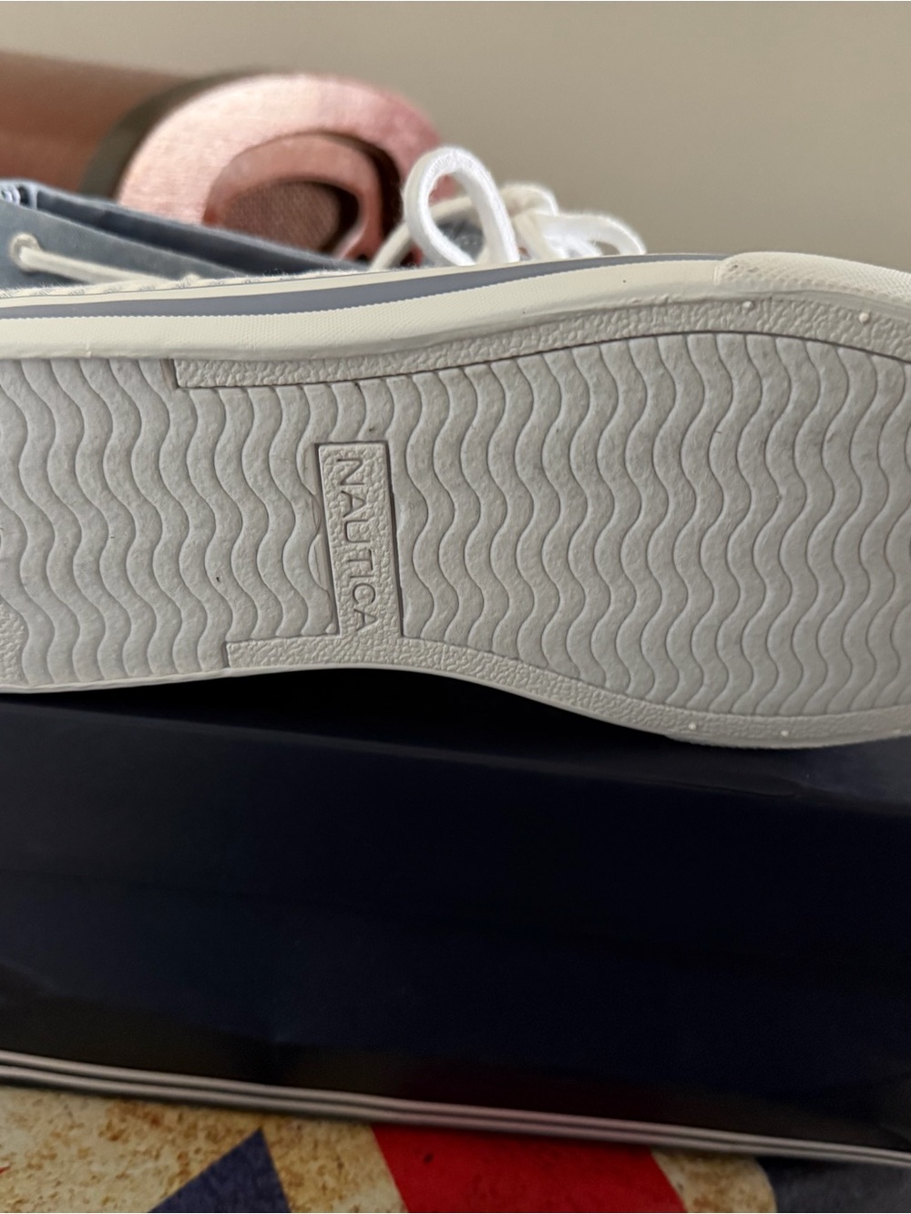 Nautica Men’s White and Blue Boat Shoes